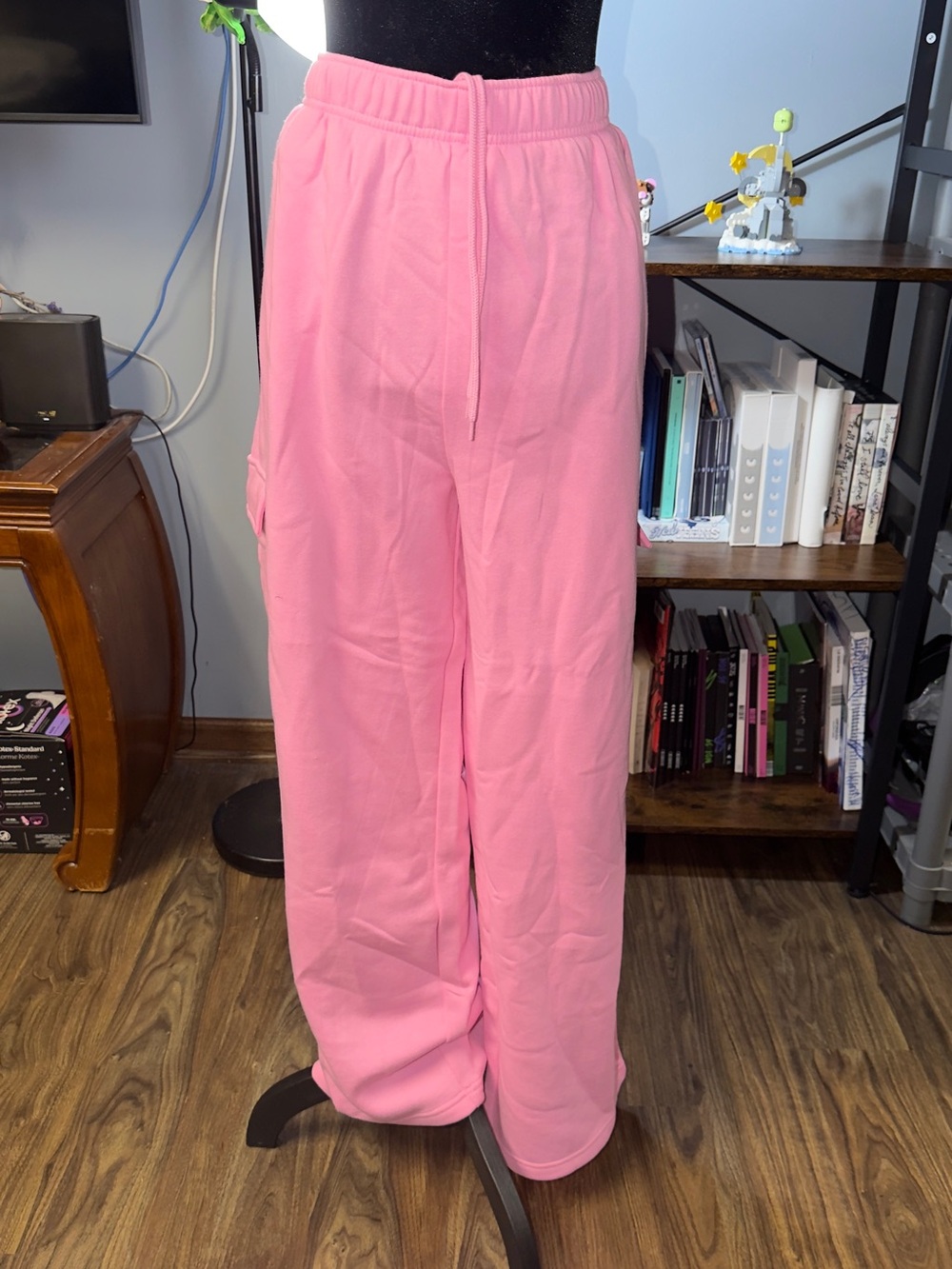 No Boundaries Fleece Pink Wide-Leg Drawstring Track Pants
